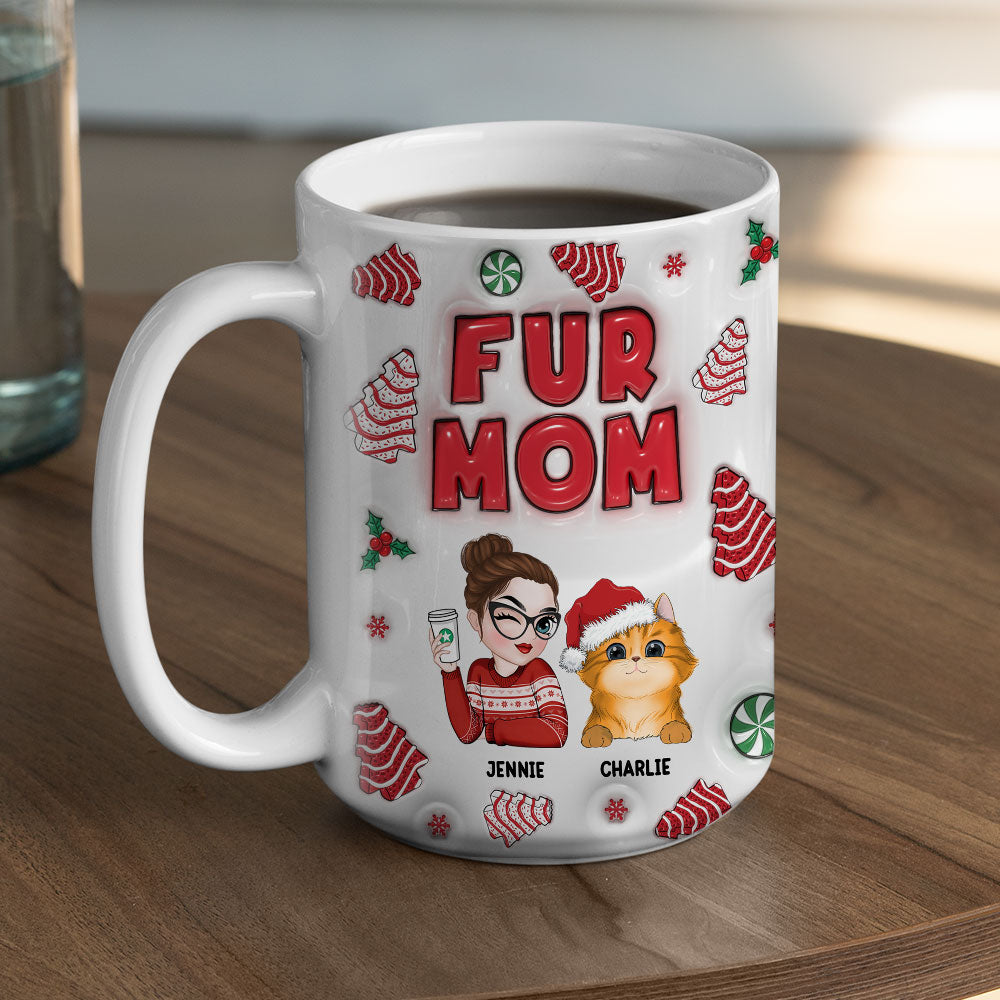 Fur Mom Personalized Custom 3D Inflated Effect Ceramic Mug - 11oz & 15oz