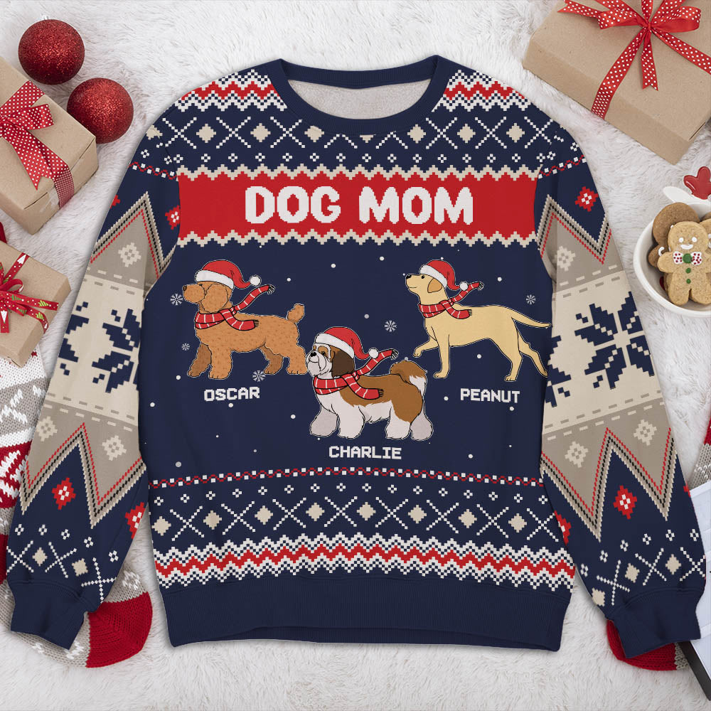 Snowy Dog Mom Dad - Personalized Custom All-Over-Print Unisex 8.8 oz Polyester Blend Sweatshirt