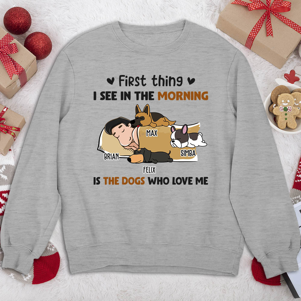 Morning First Thing - Customizable Personalized Unisex 8.0 oz Sweatshirt for Pet Lovers