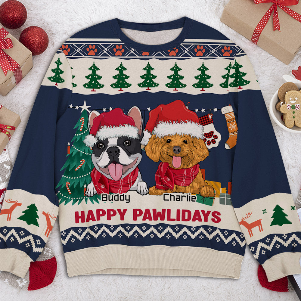 Pawlidays Winter - Exclusive Personalized Custom All-Over-Print Unisex Sweatshirt for Pet Lovers