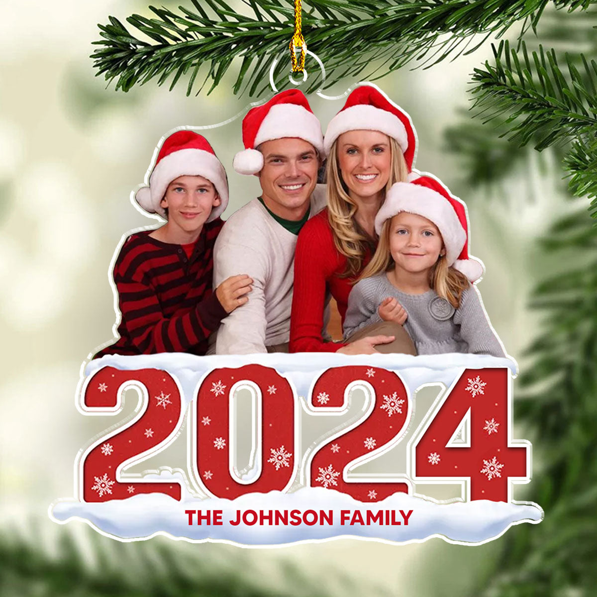 2024 Custom Photo Family Personalized Acrylic Christmas Ornament