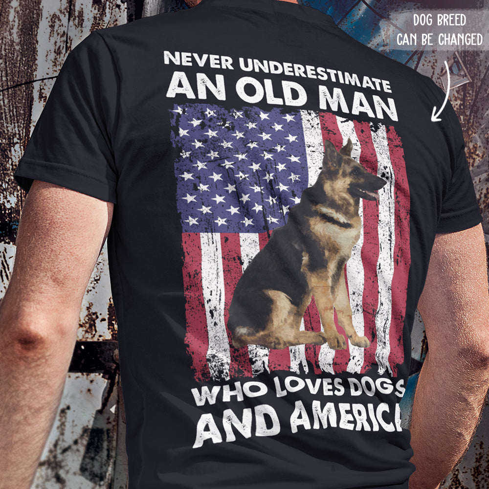 Personalized Custom Unisex T-shirt: An Old Man Who Loves Dogs And America