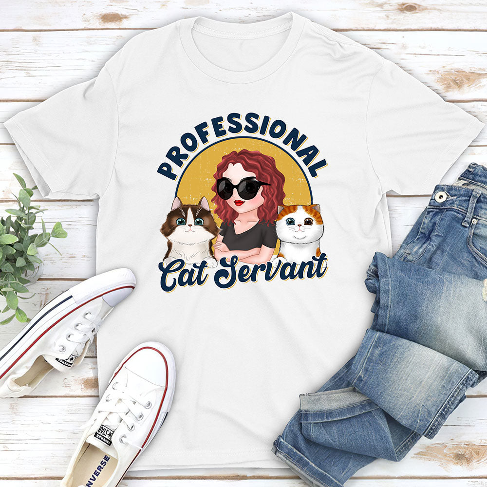 Exclusive Professional Cat Servant Cartoon - Personalized Custom Unisex 5.3 oz T-shirt for Pet Lovers