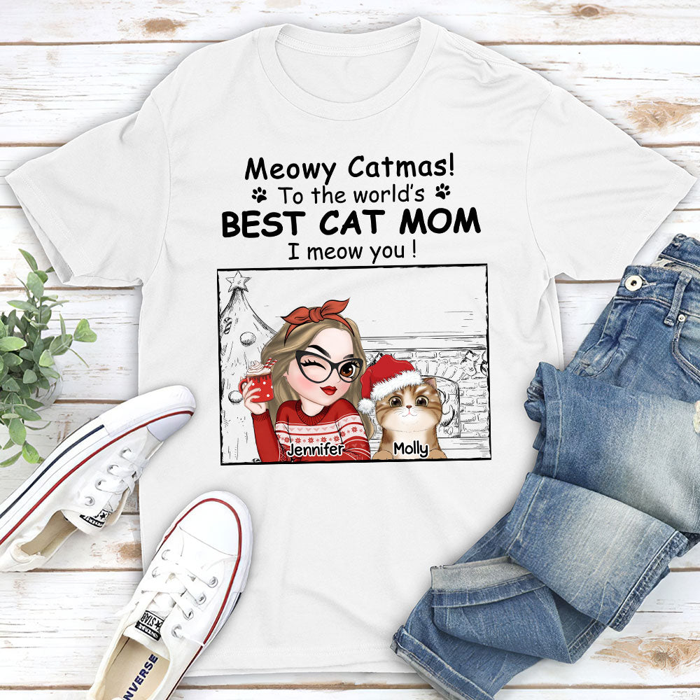 Best Cat Mom Christmas - Personalized Custom Unisex T-shirt for Cat Lovers
