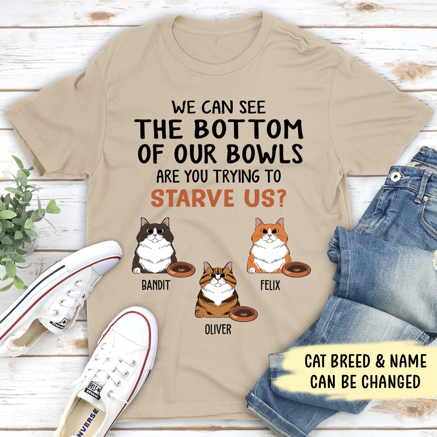 Hungry Cat - Personalized Custom Unisex 5.3 oz T-shirt for Pet Lovers