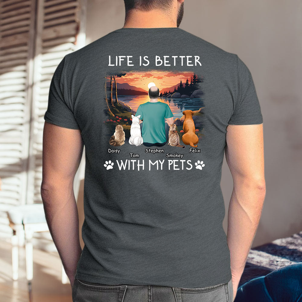 Better With Pets - Personalized Custom Unisex 5.3 oz T-shirt for Pet Lovers