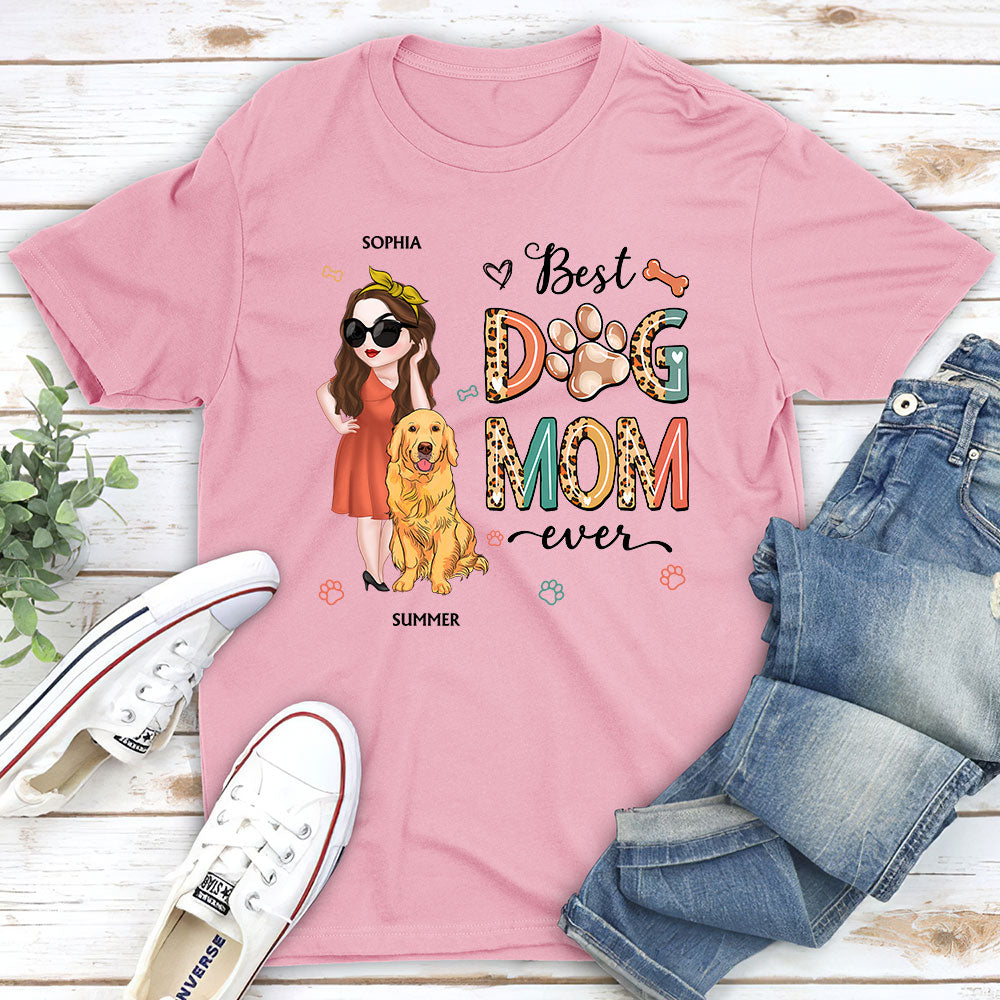 Best Dog Mom Ever And Ever Version 2 - Personalized Custom Unisex 5.3 oz T-Shirt for Pet Lovers