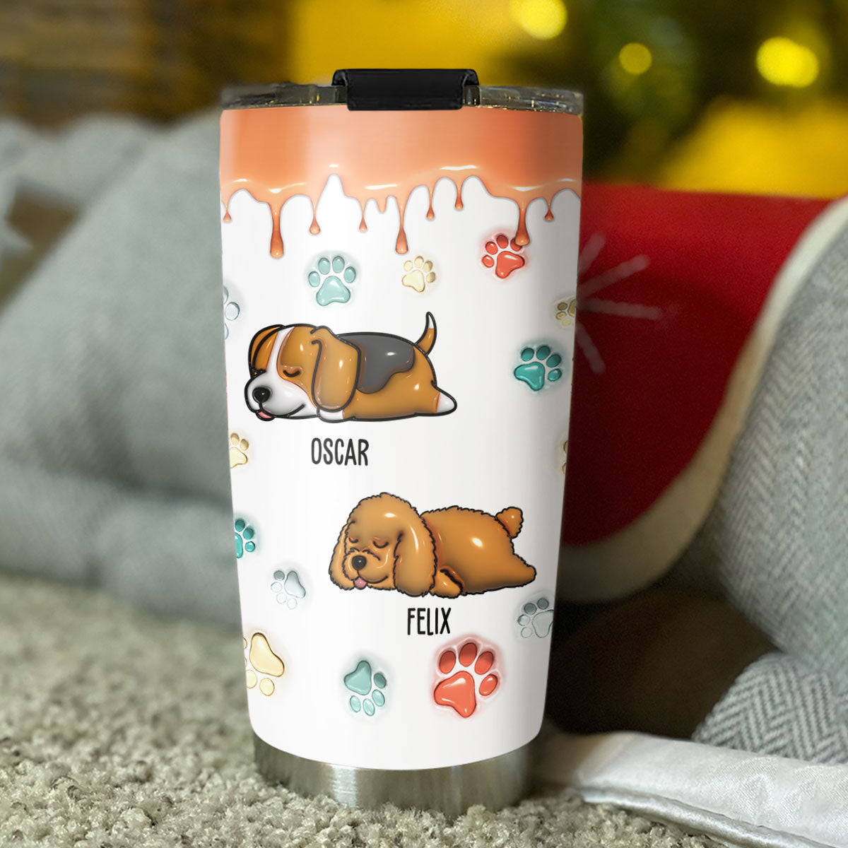 Perfect Dog Mom - Personalized Custom 3D Inflated Effect 20oz Stainless Steel Tumbler for All Occasions