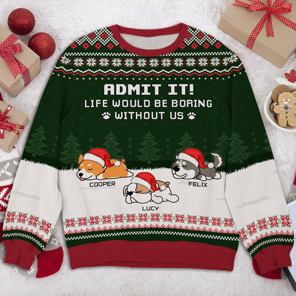 Can't Be Boring With Dog - Exclusive Personalized Custom All-Over-Print Unisex 8.8 oz Sweatshirt