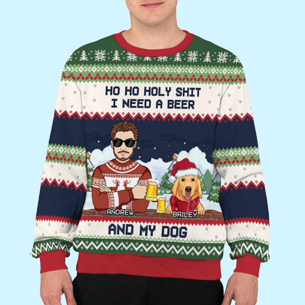 Personalized Custom All-Over-Print 'I Need Beers And My Dogs' Sweatshirt for Dog Lovers