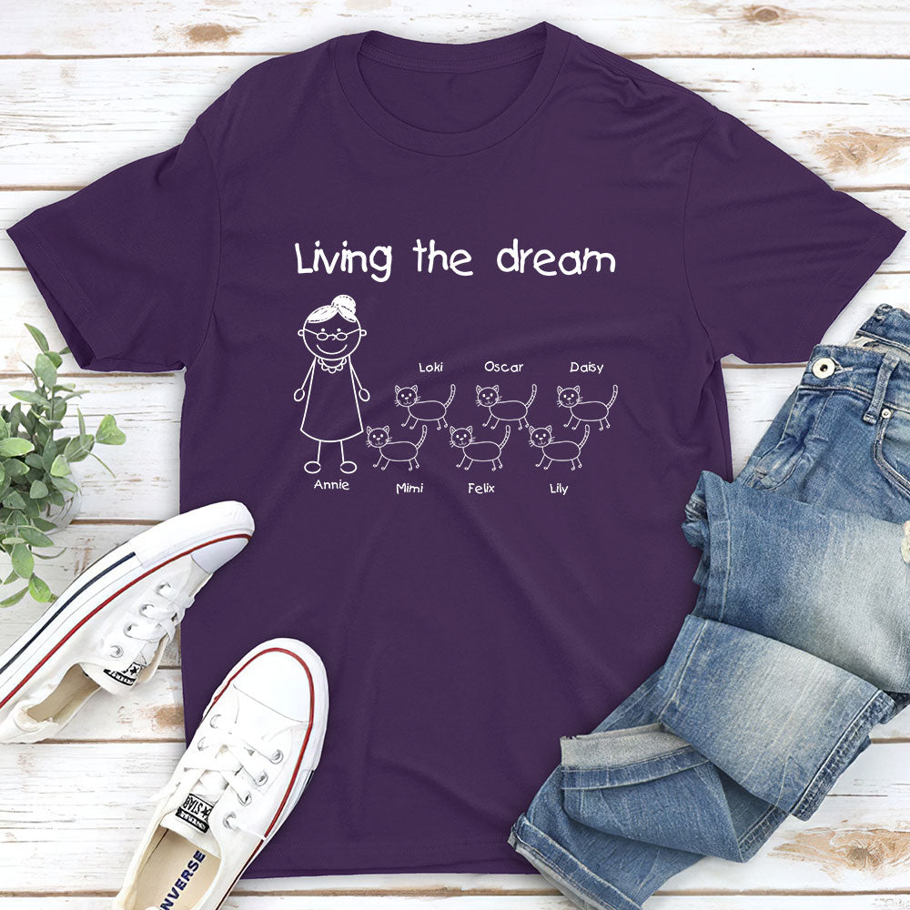 Living The Dream - Personalized Custom Unisex 5.3 oz T-shirt for Pet Lovers