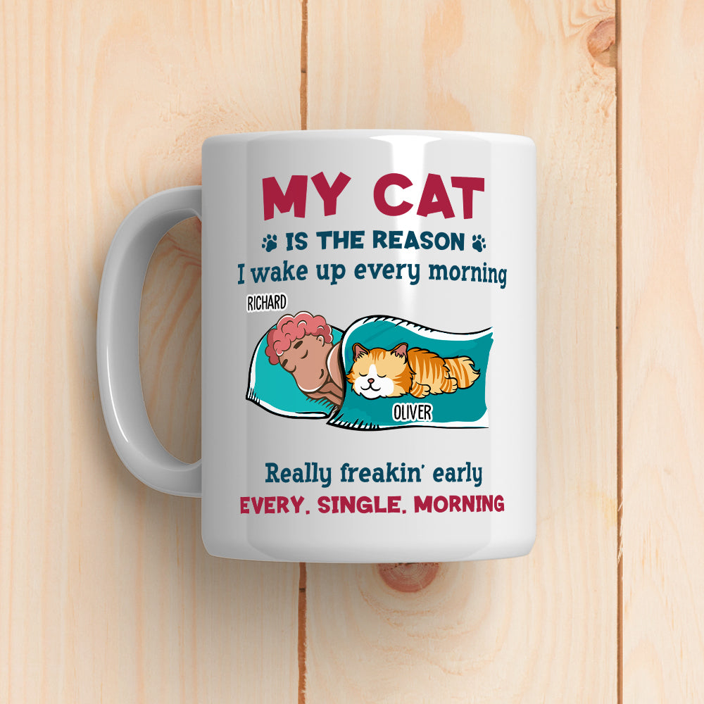 My Cat Wakes Me Up - Unique Personalized Custom Coffee Mug for Pet Lovers