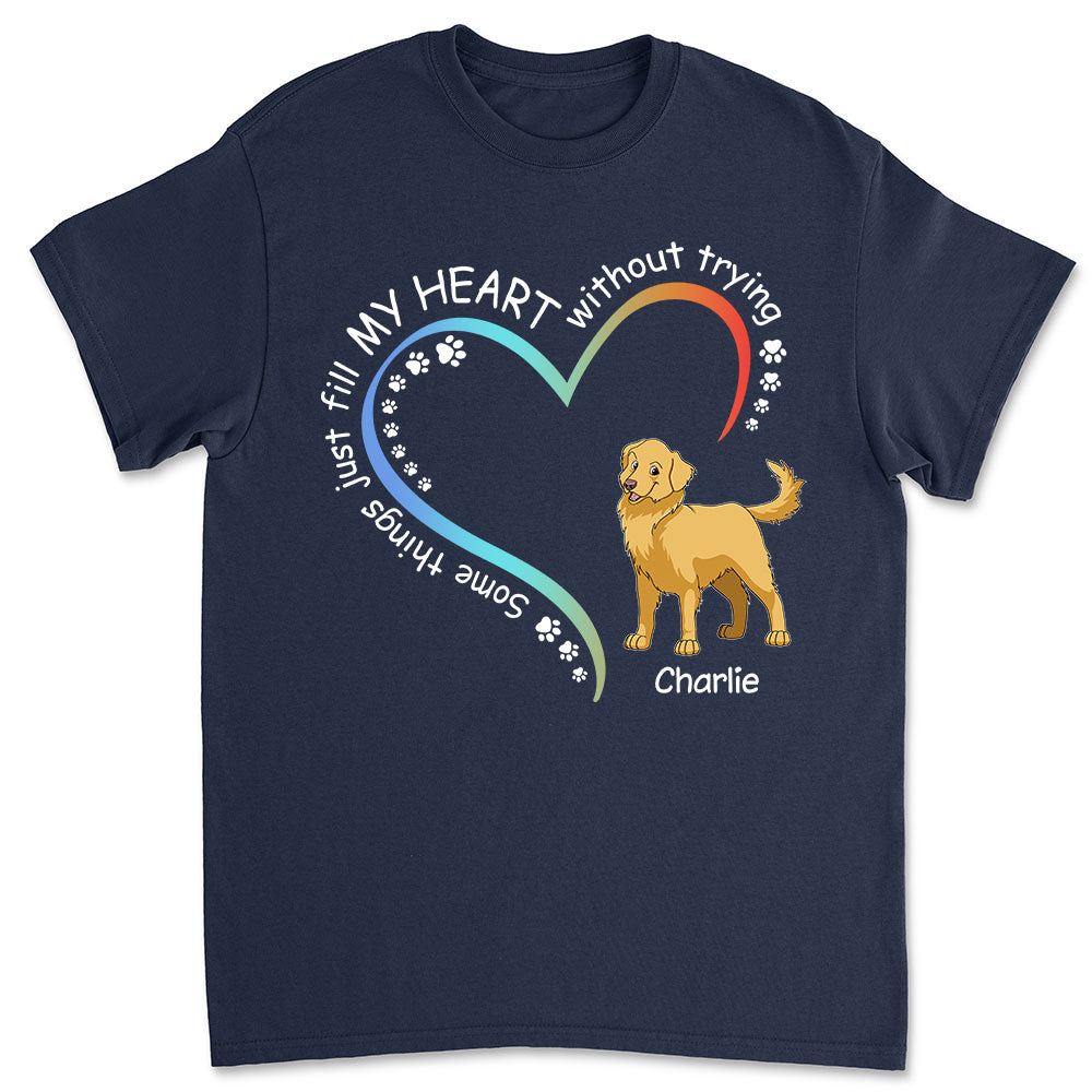 Dogs Fill My Heart - Personalized Custom Unisex Heavy Cotton T-shirt for Pet Lovers