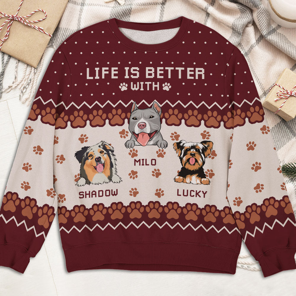 Life Is Better - Customizable All-Over-Print Personalized Sweatshirt for Pet Lovers