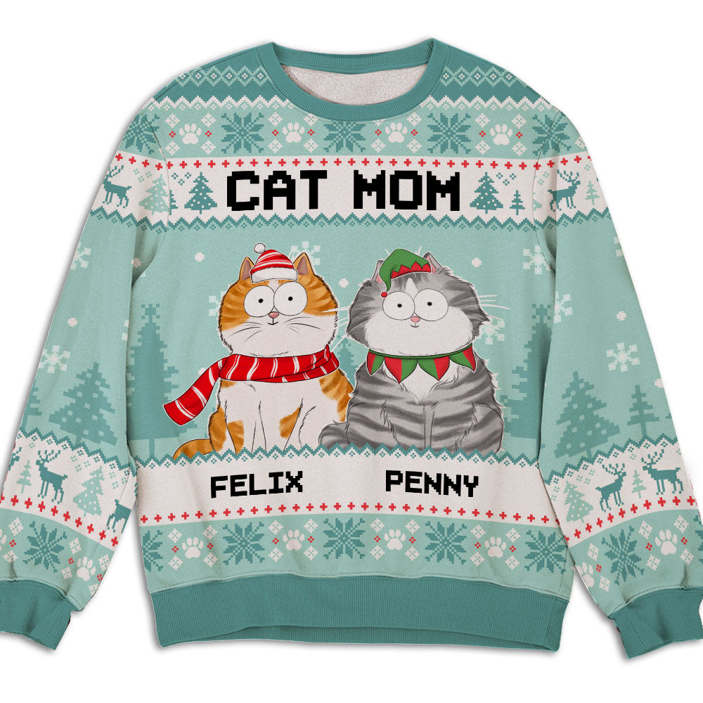 Funny Cat Mum - Personalized Custom All-Over-Print Unisex 8.8 oz Polyester Blend Sweatshirt for Pet Lovers