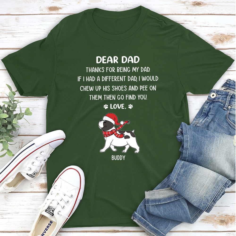 Thanks Dad Mom Christmas - Personalized Custom Unisex 5.3 oz T-shirt for Pet Lovers