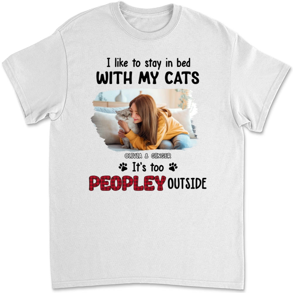 Like To Stay In Bed Cat Photo - Personalized Custom Unisex 5.3 oz T-shirt for Pet Lovers