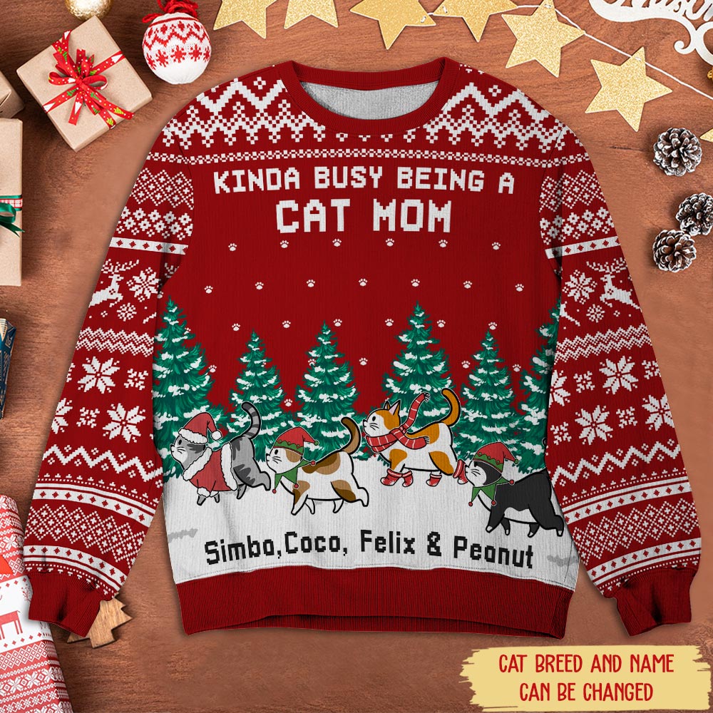 Personalized Custom All-Over-Print Cat Mom Sweatshirt - Ideal Gift for Pet Lovers