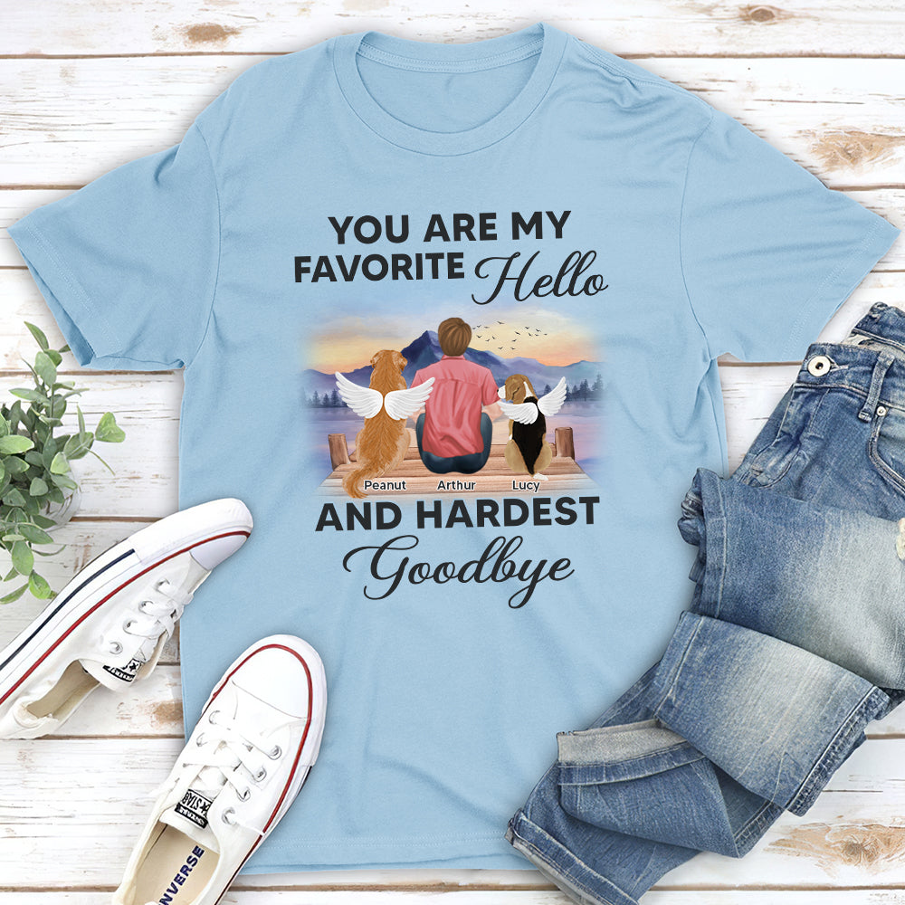 My Favorite Hello Memorial Dawn - Personalized Custom Unisex 5.3 oz T-shirt for Pet Lovers