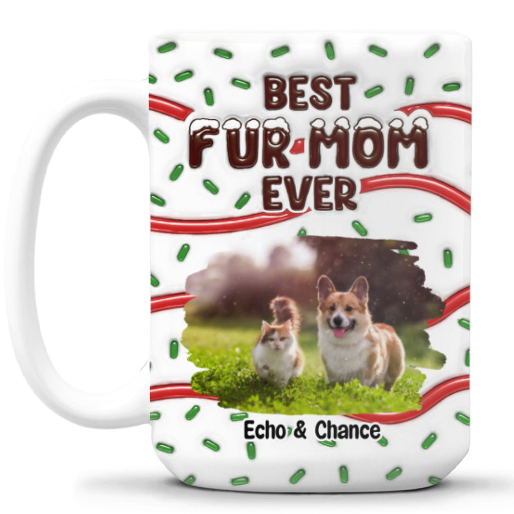 Best Personalized Custom 3D Inflated Effect Fur Mom Cake Photo Mug - 11oz & 15oz