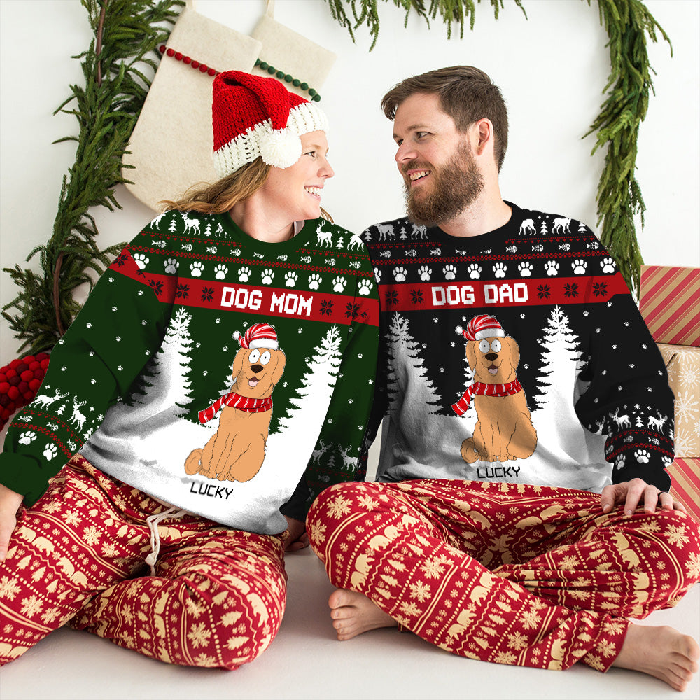 Snowy Paw - Personalized Custom All-Over-Print Unisex 8.8 oz Polyester Blend Sweatshirt for Pet Lovers