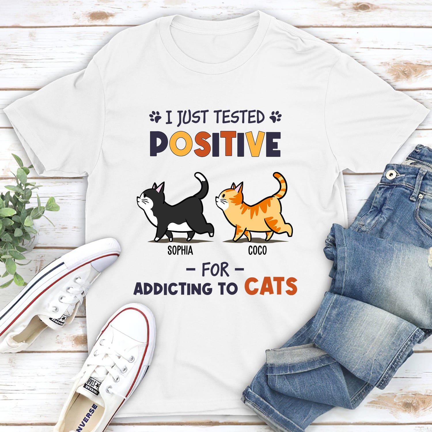 Customizable Positive Unisex T-shirt for Cat Lovers
