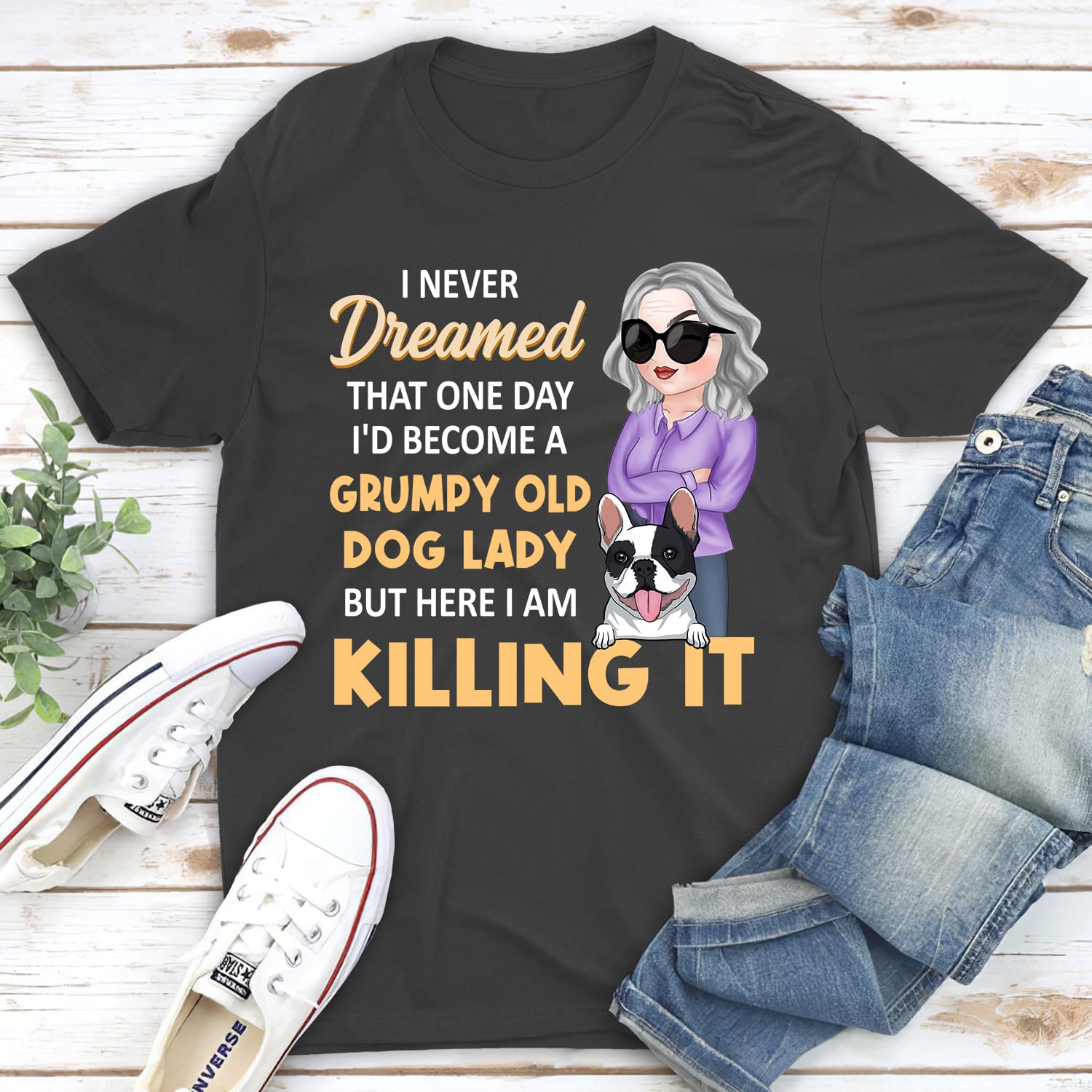 A Grumpy Dog Lady - Customizable Personalized Unisex 5.3 oz T-shirt for Pet Lovers