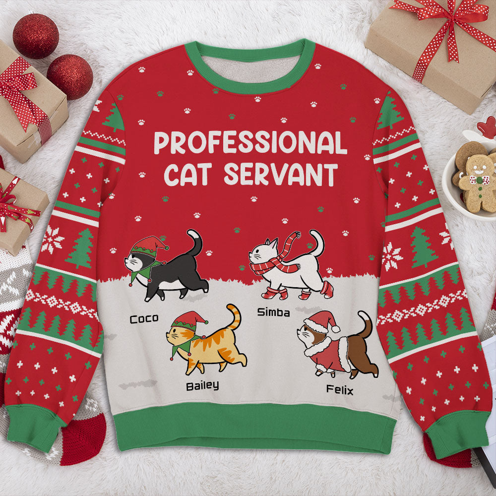 Cat Servant - Personalized Custom All-Over-Print Unisex 8.8 oz Polyester Blend Sweatshirt for Pet Lovers