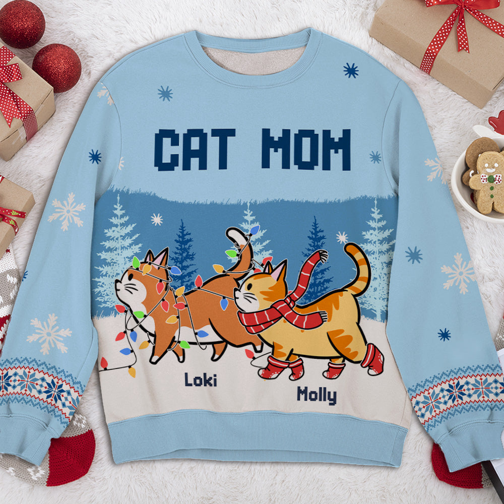 Better Life Walking Cat - Stylish Personalized Custom All-Over-Print Unisex Sweatshirt for Pet Lovers