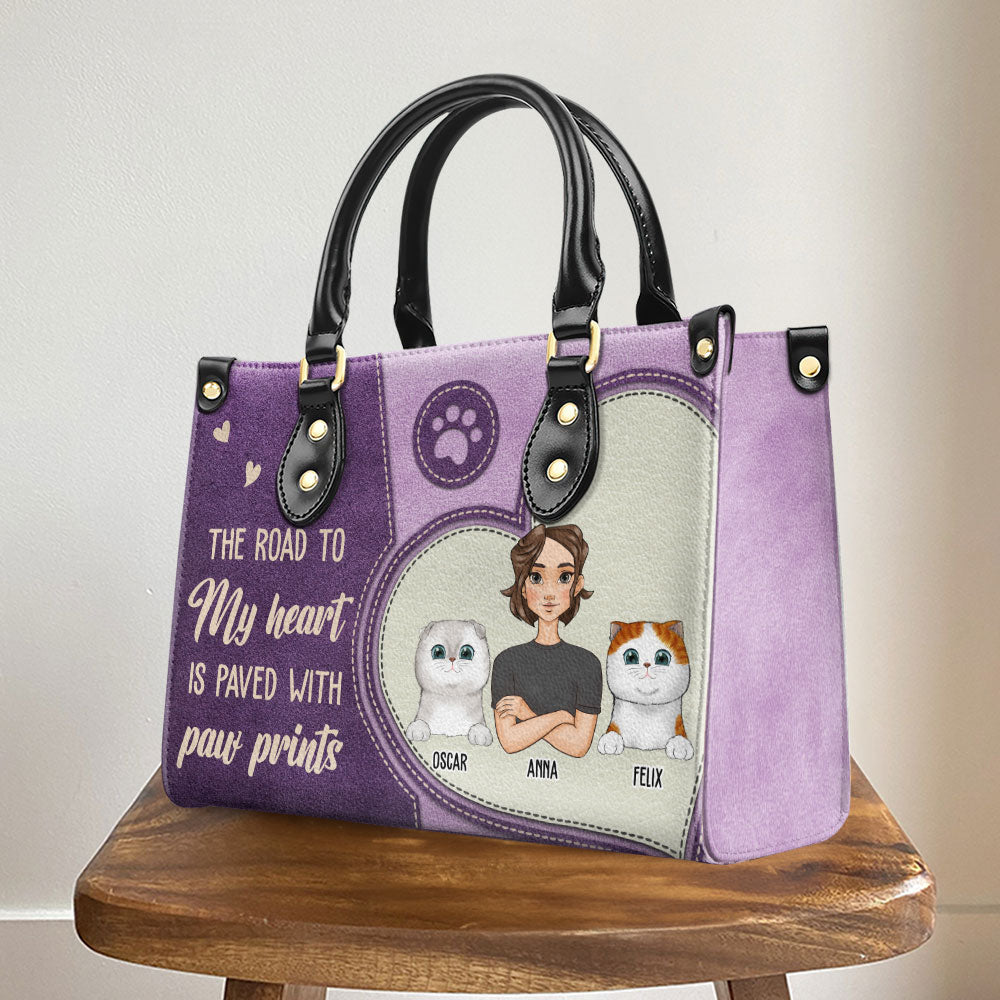 Paved With Paw Prints - Exquisite Personalized Custom Leather Handbag for Fur - Baby Lovers