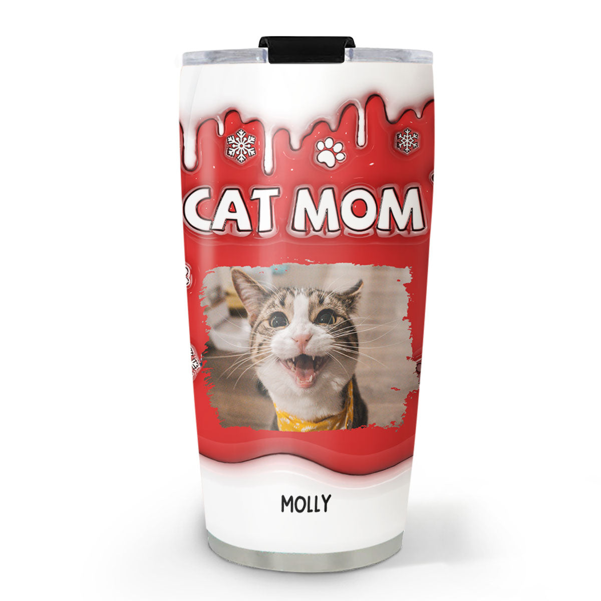 Personalized Custom 3D Inflated Effect Christmas Tumbler for Cat Moms with High - Quality Stainless Steel