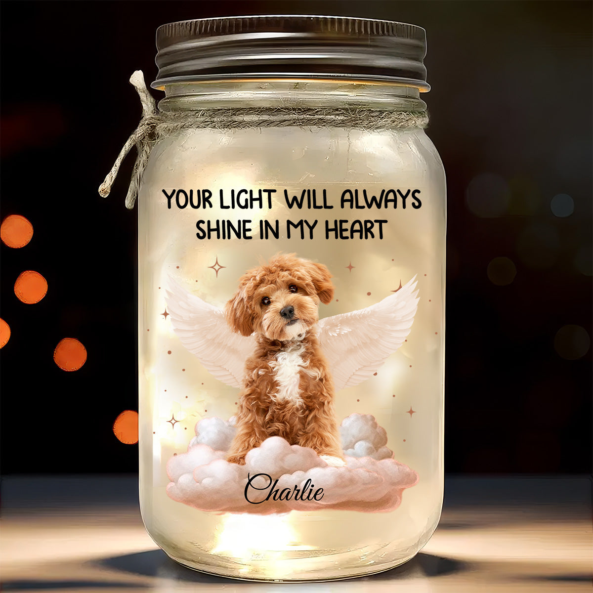 Forever In My Heart - Personalized Custom 16oz Mason Jar Light for Pet Lovers