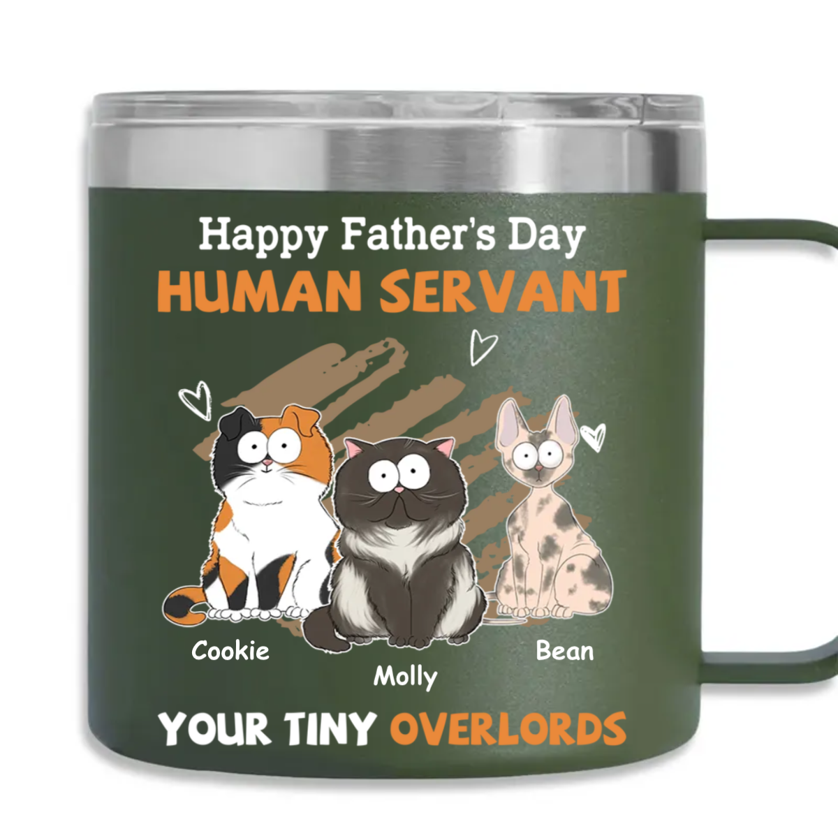 To My Human Servant - Personalized 14oz Custom Stainless Steel Tumbler with Handle for All Beverages