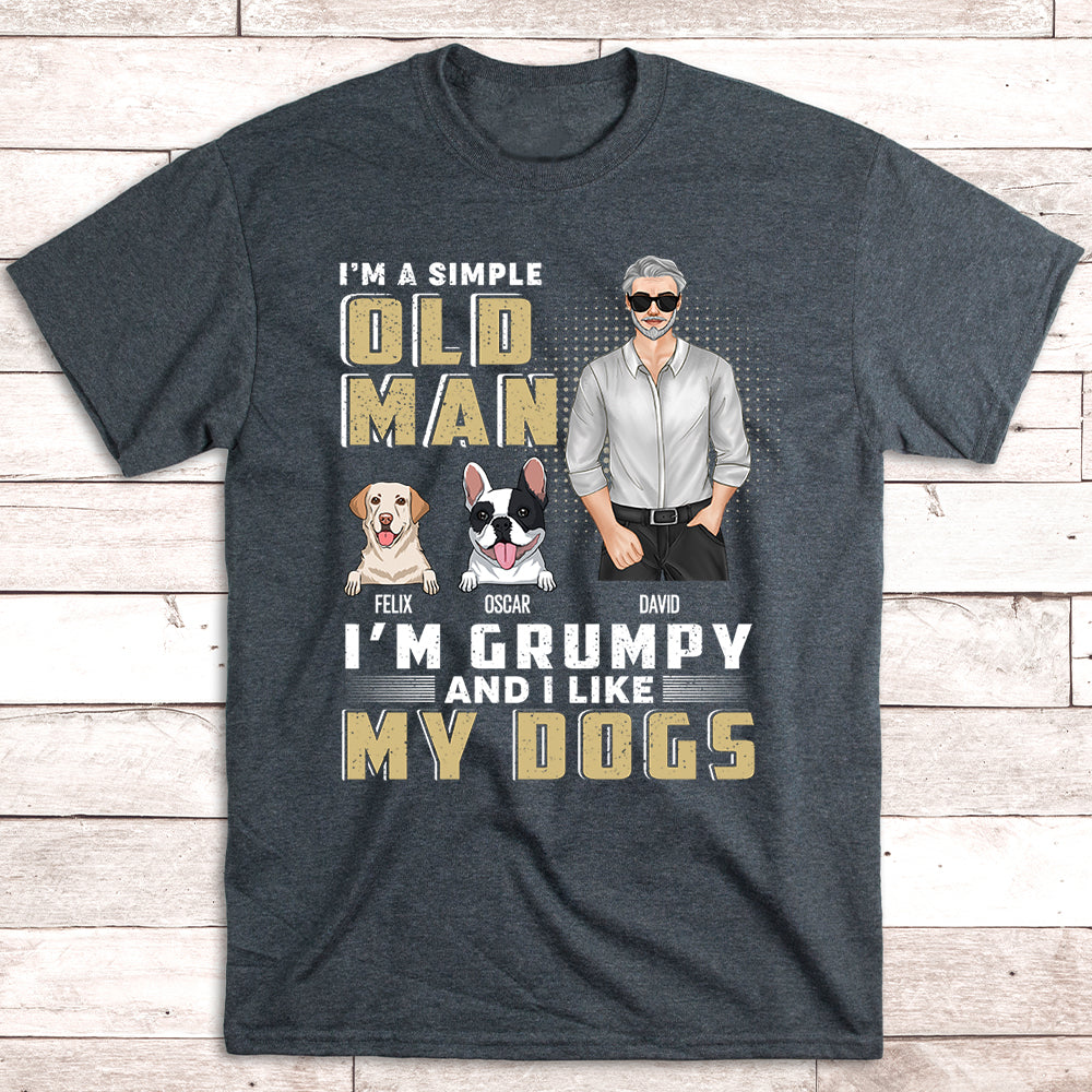A Simple Old Man - Personalized Custom Unisex 5.3 oz T-shirt for Pet Lovers