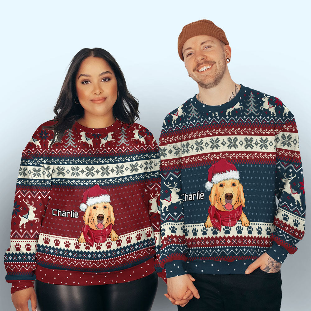 Cozy Personalized Custom All-Over-Print Winter Sweatshirt for Pets