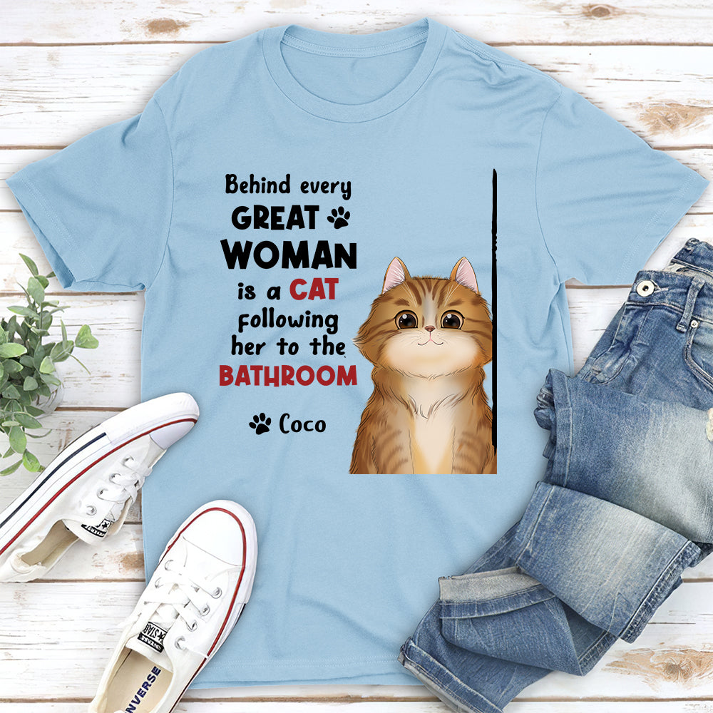 Behind Great Woman - Personalized Custom Unisex 5.3 oz T-shirt for Pet Lovers