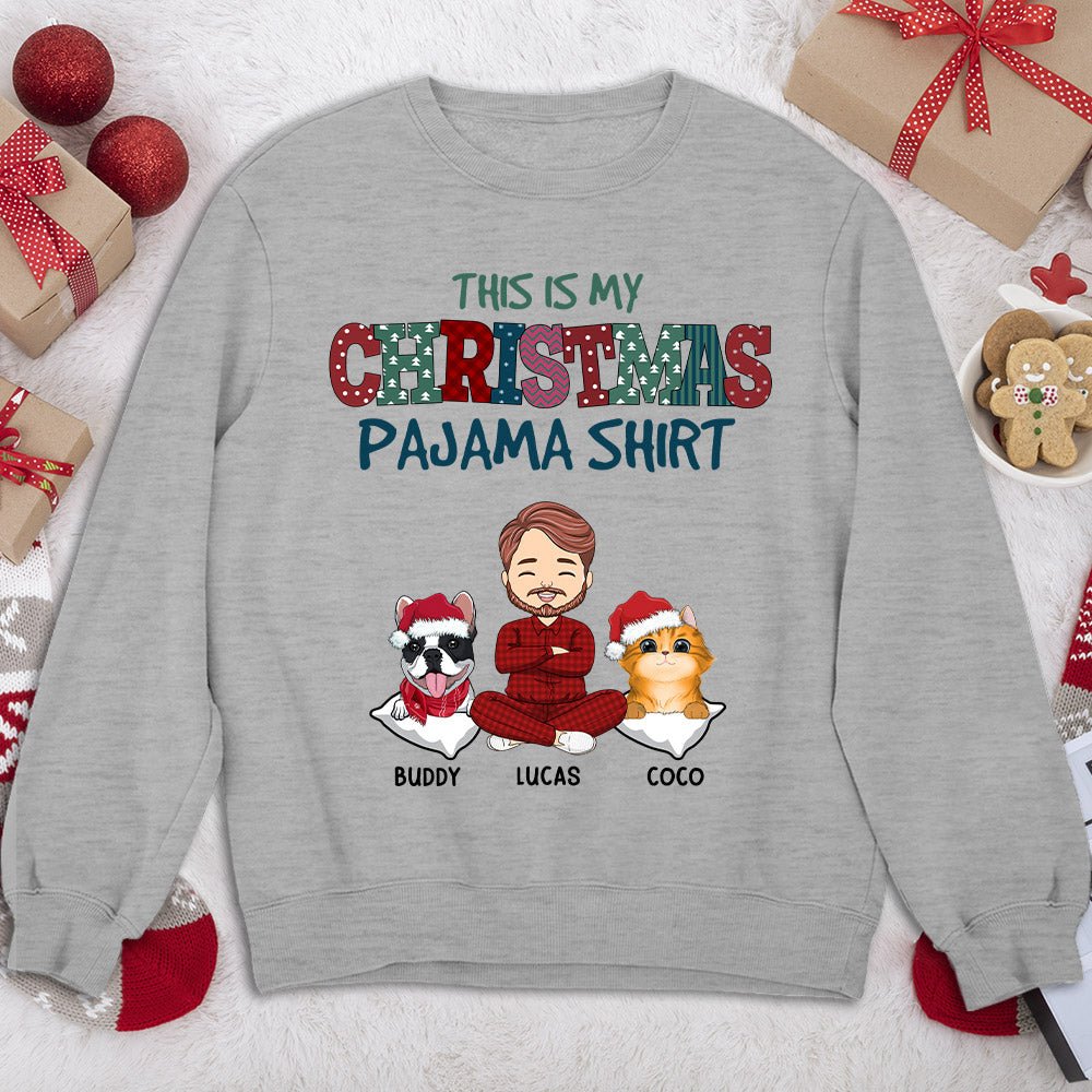 Personalized Custom Pets Christmas Pajama Sweatshirt - 8.0 oz Unisex
