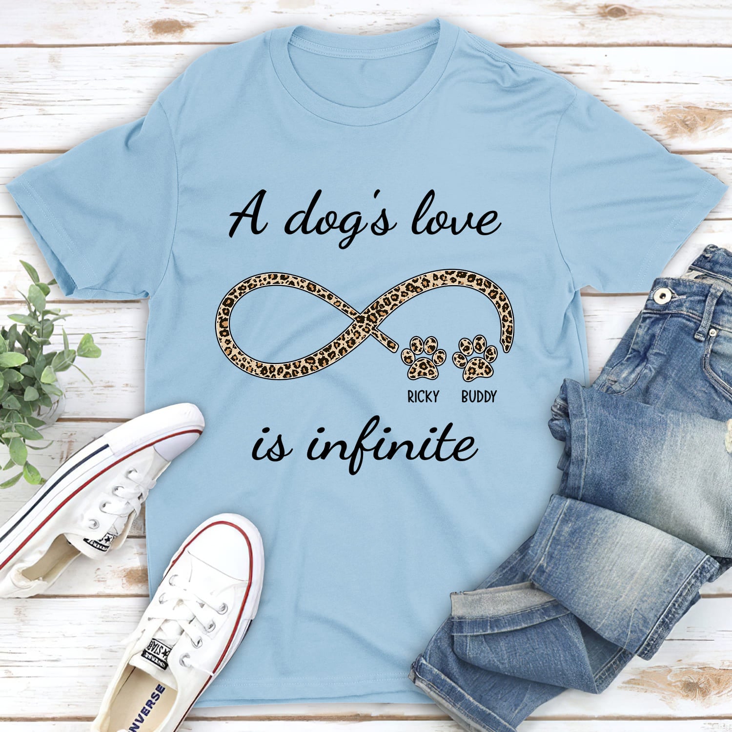 Infinite Love Pattern - Personalized Custom Unisex 5.3 oz T-shirt for Pet Lovers