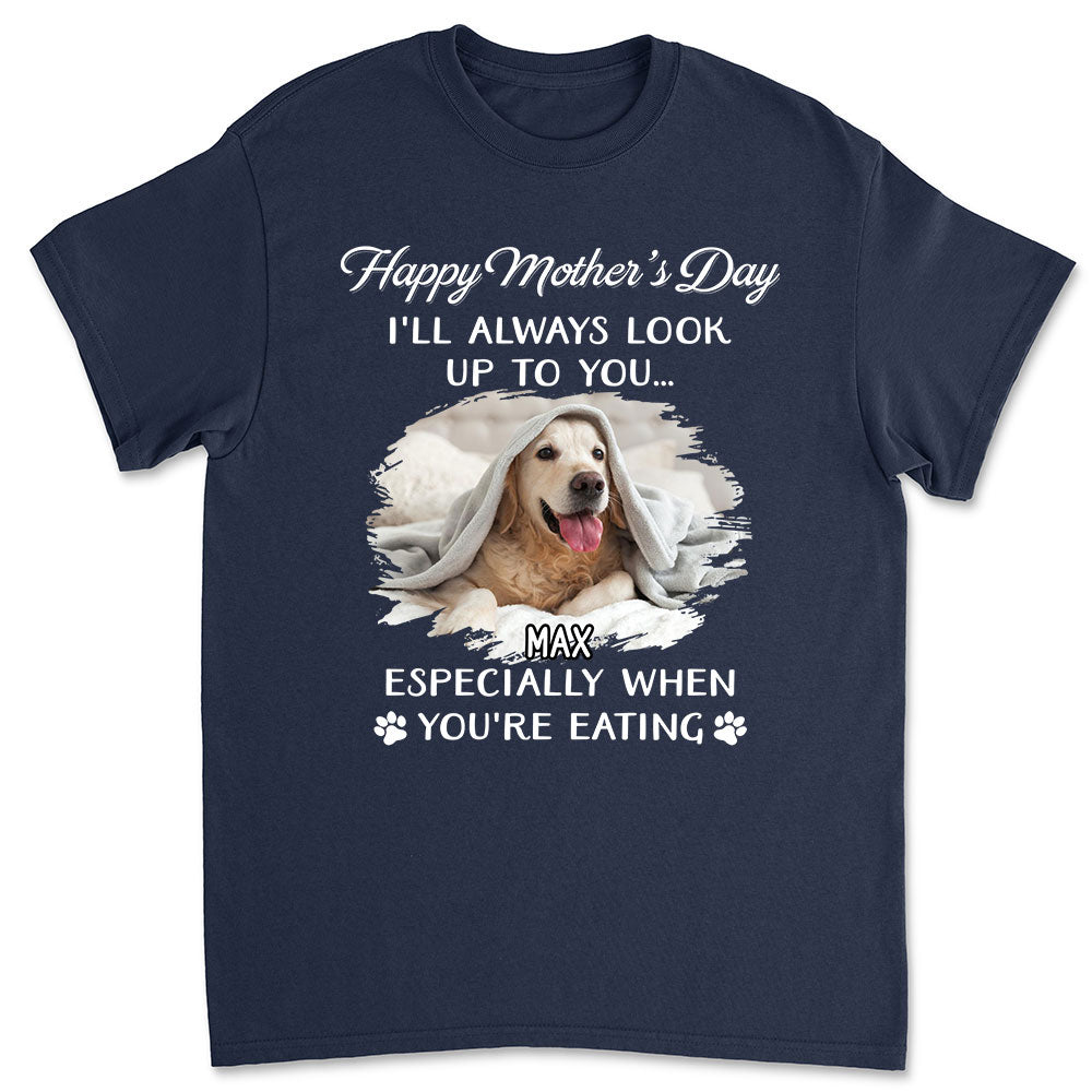 Unique Personalized Custom Unisex Dog Looking Up At You Photo T-shirt