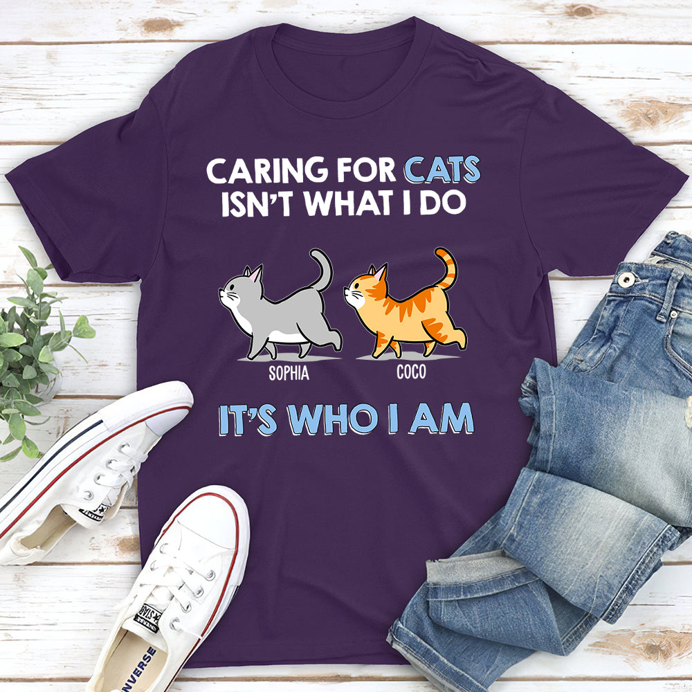 Personalized Custom Unisex 5.3 oz Caring For Cats Walking Cat T-shirt - Ideal Gift for Pet Lovers