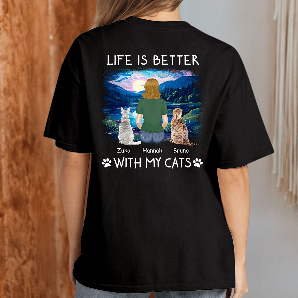 Better With Cats - Exclusive Personalized Custom Unisex 5.3 oz T-shirt for Pet Lovers