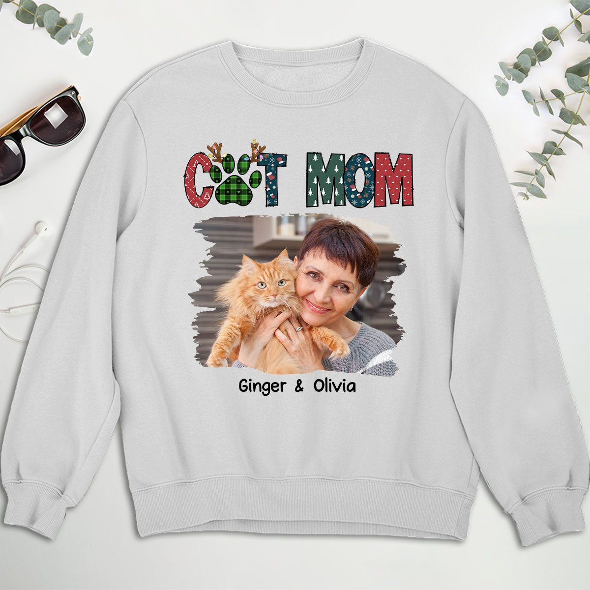 Personalized Custom My Lovely Cat Mom Photo Unisex 8.0 oz Sweatshirt - Ideal Gift for Pet Lovers