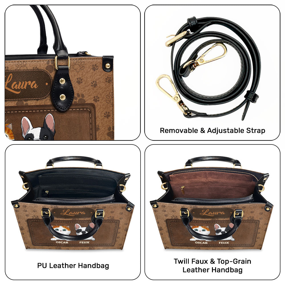 Personalized Paw Print Custom Leather Handbag - Ideal Gift for Special Occasions
