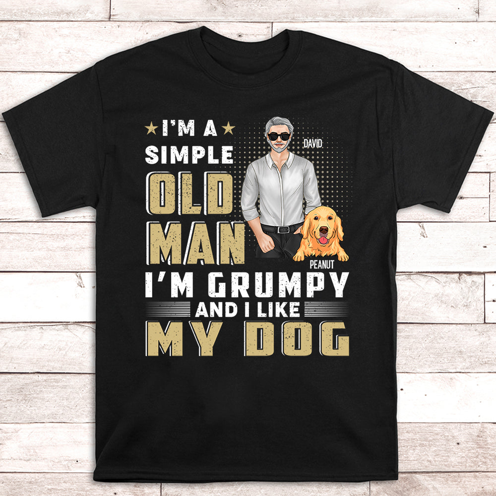 A Simple Old Man - Personalized Custom Unisex 5.3 oz T-shirt for Pet Lovers