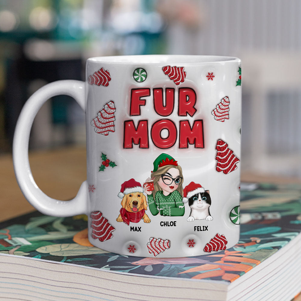 Fur Mom Personalized Custom 3D Inflated Effect Ceramic Mug - 11oz & 15oz