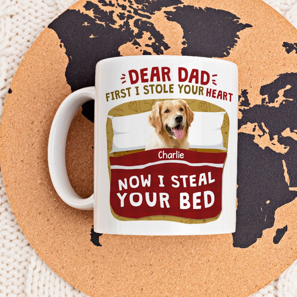 Dog Mom Dad Personalized Custom Coffee Mug with 'I Stole Your Heart' Photo - Ideal for Pet Lovers
