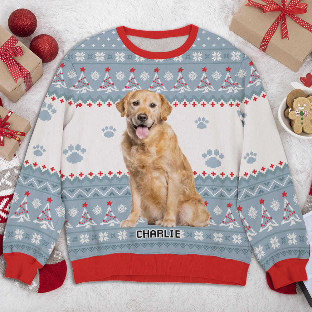 Snow Dog Photo - Personalized Custom All-Over-Print Unisex 8.8 oz Polyester Blend Sweatshirt