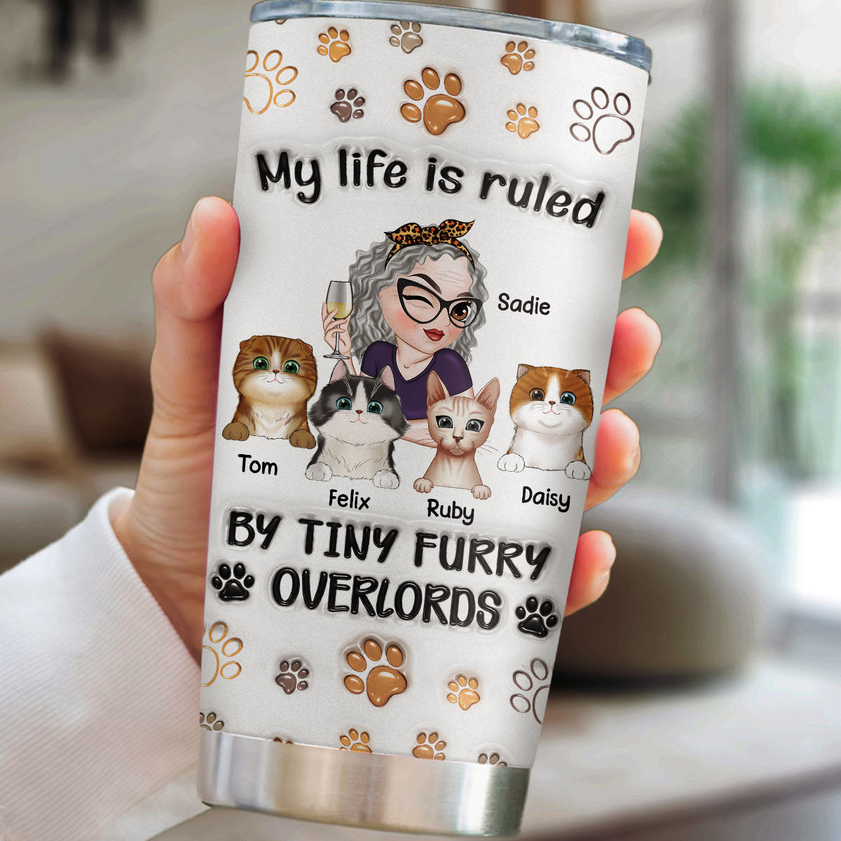 My Cats Rule My Life - Personalized Custom 3D Inflated Effect 20oz Stainless Steel Tumbler with Thousands of Cool Designs