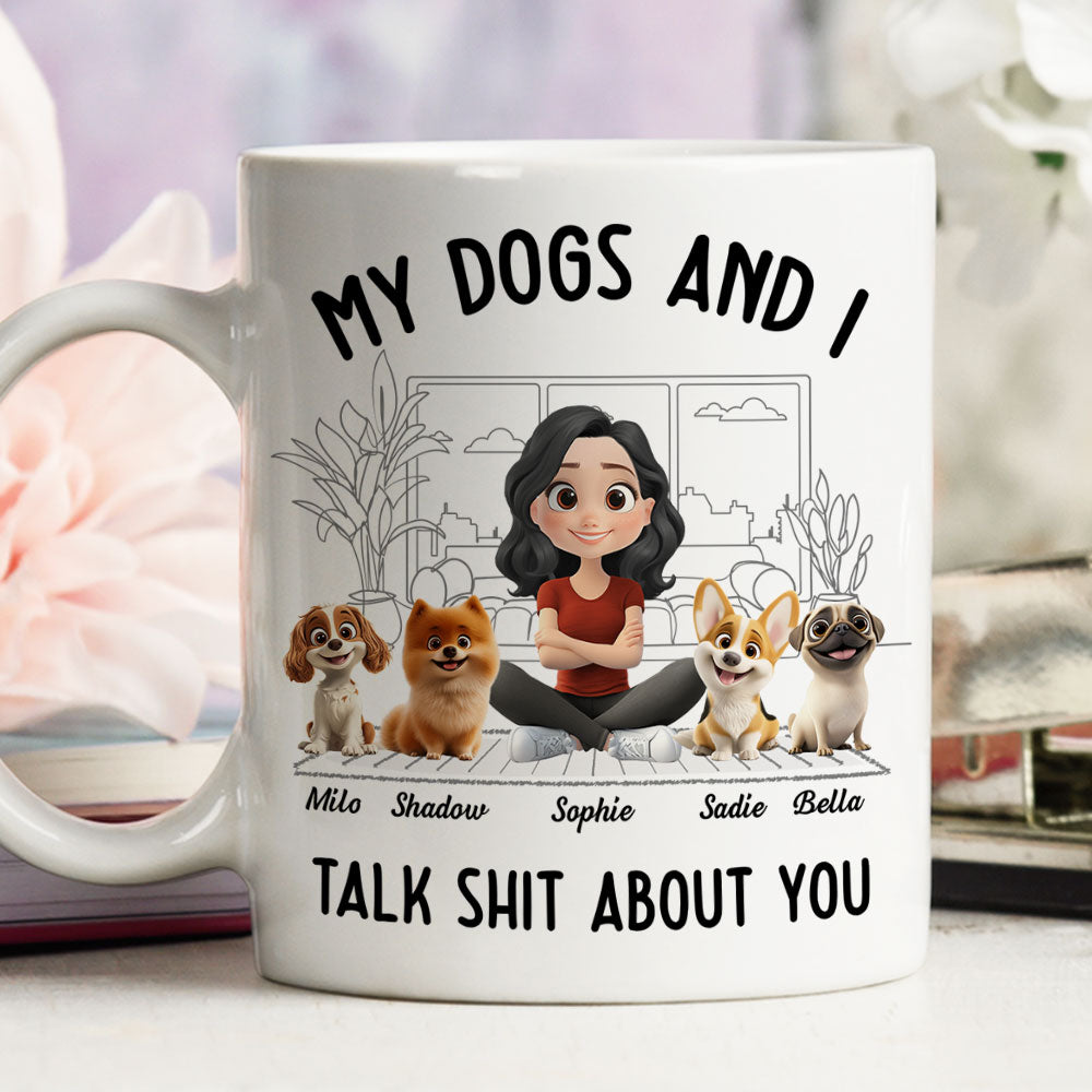 Personalized Custom 'My Dog And I Talk About You' Coffee Mug for a Cozy Day