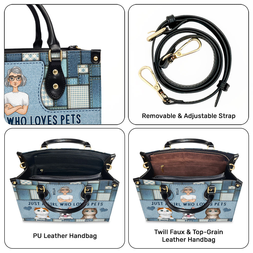 Personalized Custom Girl's Leather Bag Featuring Pets